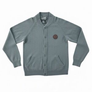 Us Versus Them Men’s Cardigan Sweater In Olive Gray Size Large EUC!